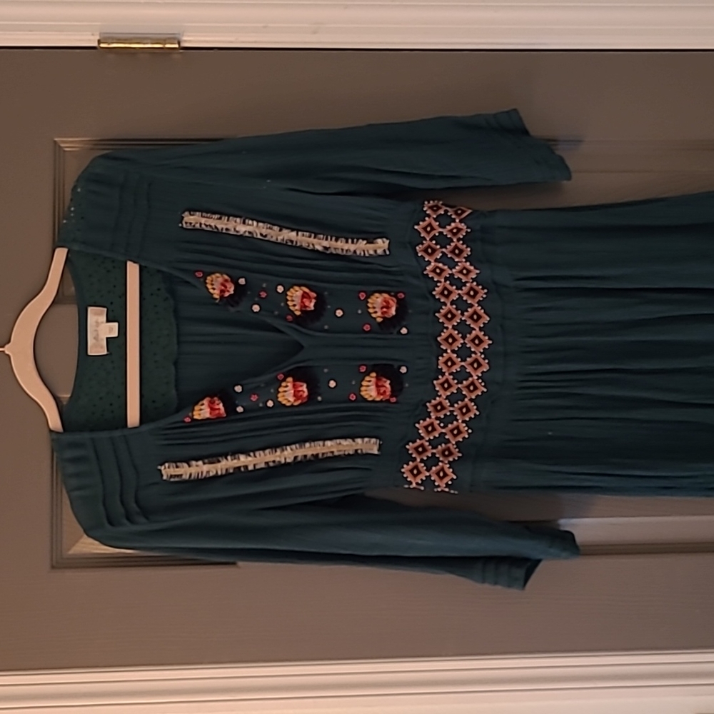 ALTAR'D STATE | Teal Embroidered Boho Flowy Dress